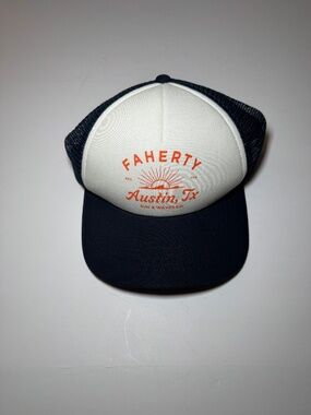 Faherty Trucker Hat Austin TX Snapback Mesh Cap Surf Beach Lifestyle OS